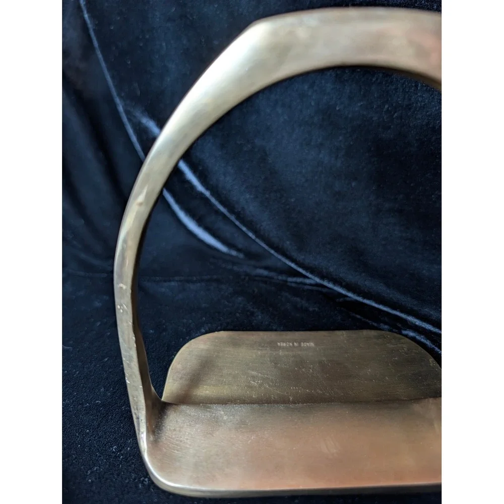 Vintage Solid Brass Stirrup Bookends Equestrian Horse Decor Made in Korea Pair